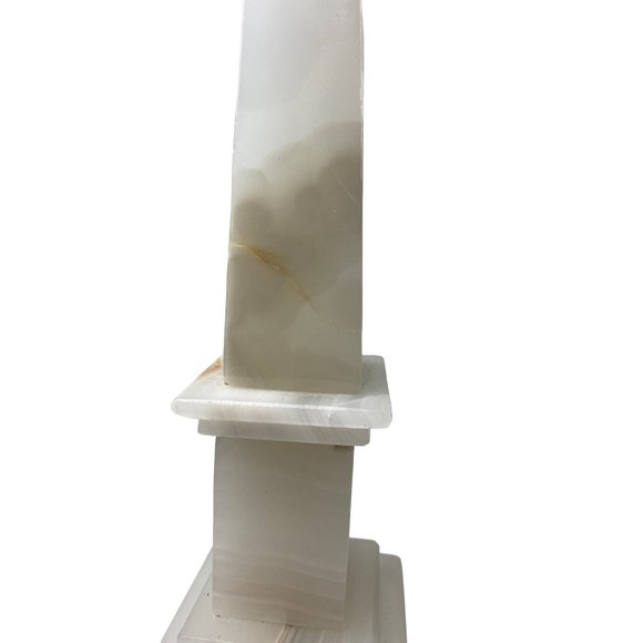 Vintage Cream Alabaster Obelisk Sculpture approx 13" - Picture 4 of 7